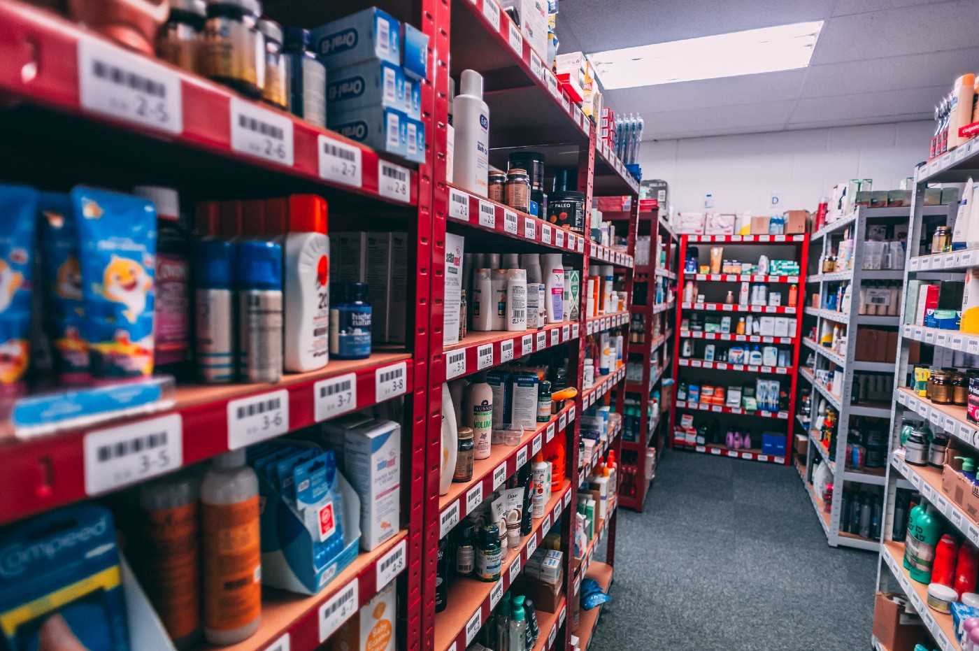 Image of products on shelves in a store