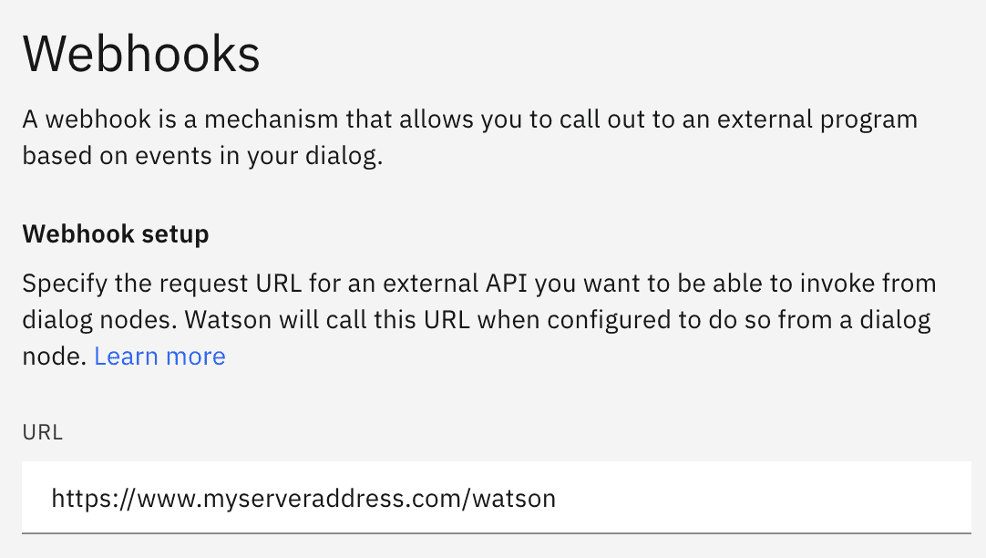 IBM's Watson Assistant's webhook setup